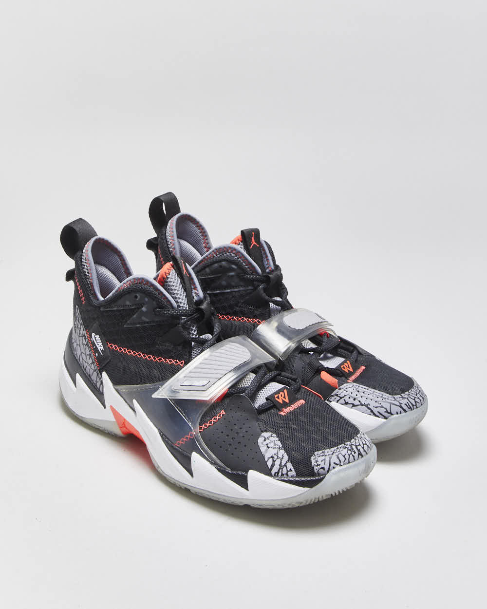 2019 Nike Air Jordan Why Not Zer0.3 'Black Cement Crimson' Basketball Trainers - UK9