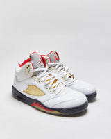 2012 Nike Air Jordan 5 Retro 'White Fire Red/Silver' Leather Trainers - UK10