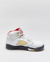 2012 Nike Air Jordan 5 Retro 'White Fire Red/Silver' Leather Trainers - UK10