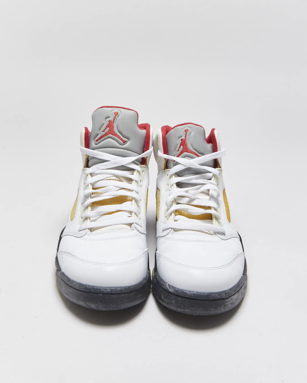 2012 Nike Air Jordan 5 Retro 'White Fire Red/Silver' Leather Trainers - UK10