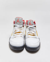 2012 Nike Air Jordan 5 Retro 'White Fire Red/Silver' Leather Trainers - UK10