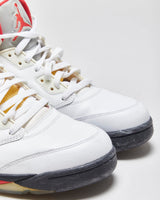 2012 Nike Air Jordan 5 Retro 'White Fire Red/Silver' Leather Trainers - UK10