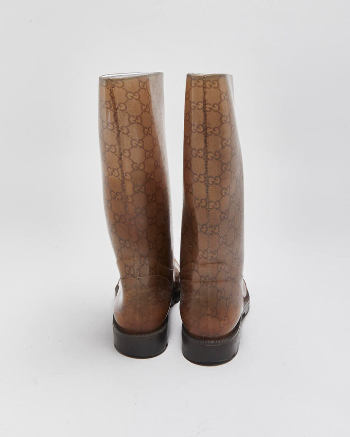Vintage Gucci Monogram GG Gloss Rubber Mid Calf Wellington Rain Boots - UK7.5