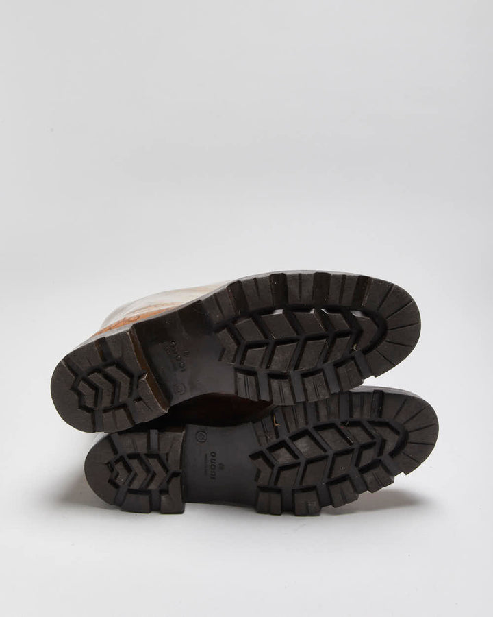 Vintage Gucci Monogram GG Gloss Rubber Mid Calf Wellington Rain Boots - UK7.5