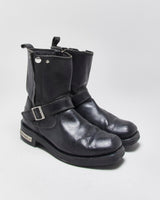 Vintage Harley Davidson Leather Square Toe Buckle Ankle Biker Boots - UK9