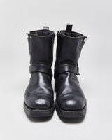 Vintage Harley Davidson Leather Square Toe Buckle Ankle Biker Boots - UK9