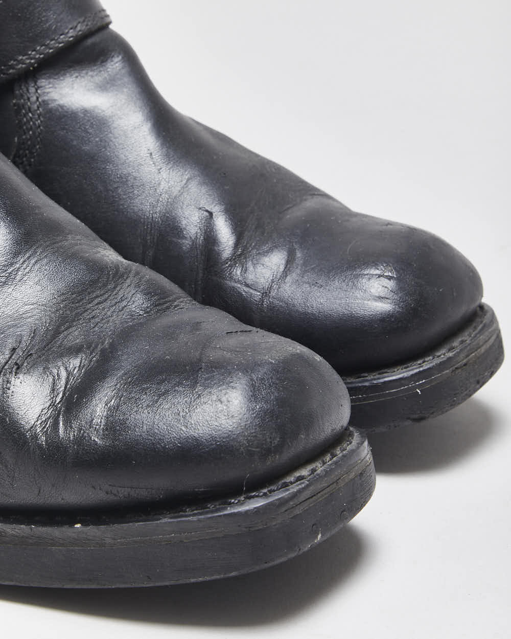 Vintage Harley Davidson Leather Square Toe Buckle Ankle Biker Boots - UK9