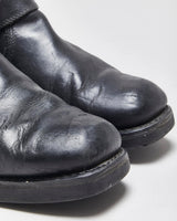 Vintage Harley Davidson Leather Square Toe Buckle Ankle Biker Boots - UK9