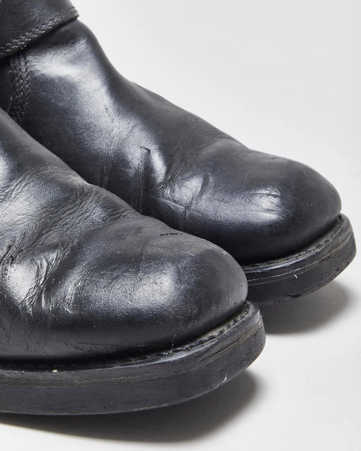 Vintage Harley Davidson Leather Square Toe Buckle Ankle Biker Boots - UK9
