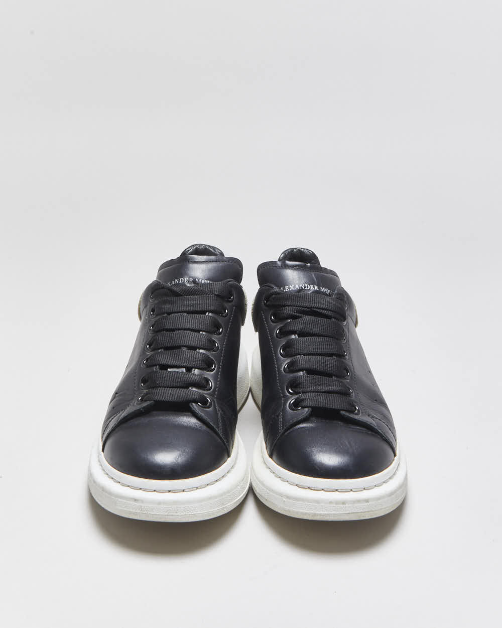 2021 Alexander Mcqueen Black Leather Oversized 'Larry' Trainers - UK7