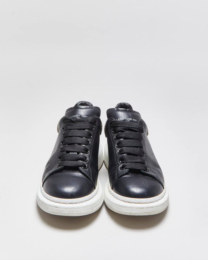 2021 Alexander Mcqueen Black Leather Oversized 'Larry' Trainers - UK7