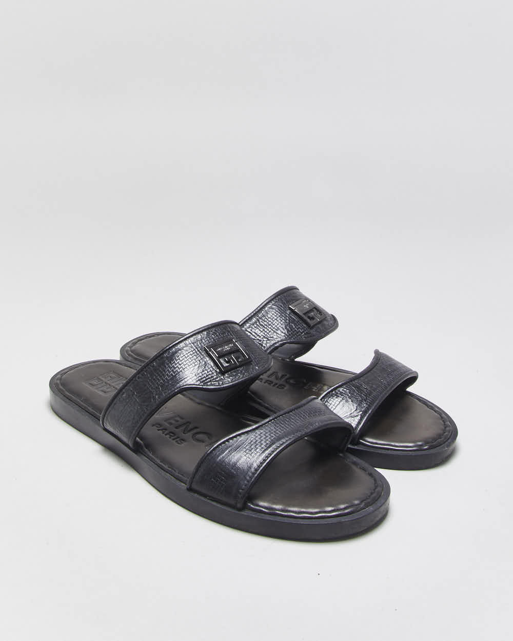 Vintage Givenchy Pebbled Leather Strap Sandal Slides - UK10