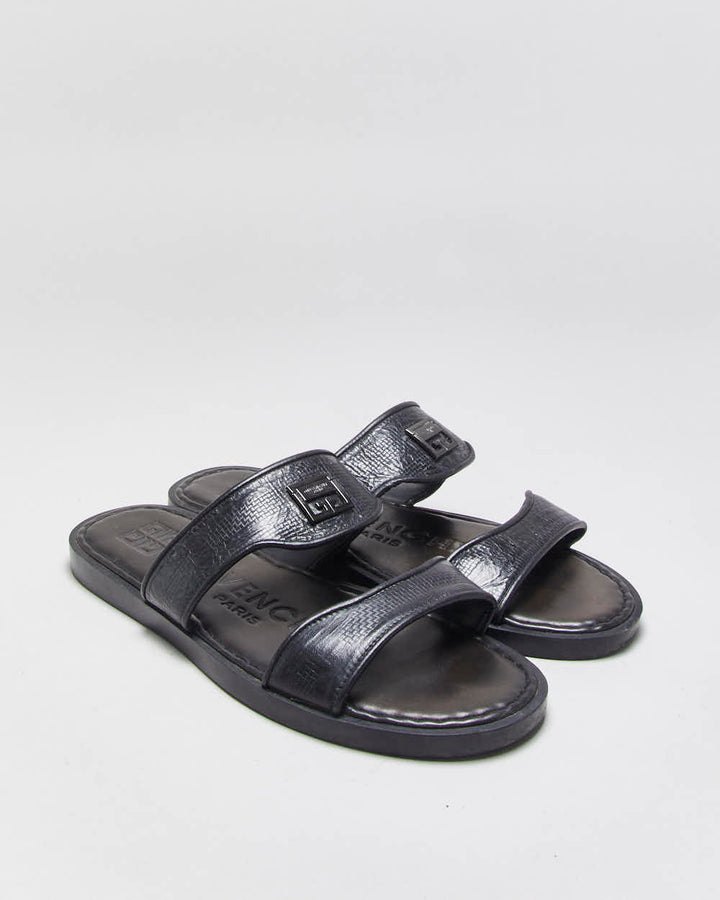 Vintage Givenchy Pebbled Leather Strap Sandal Slides - UK10