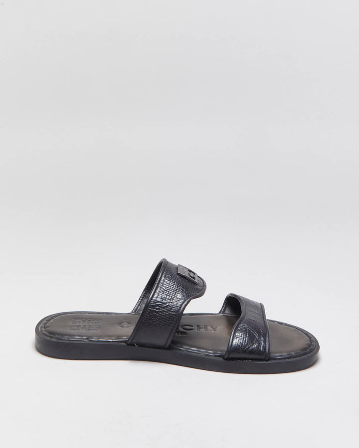 Vintage Givenchy Pebbled Leather Strap Sandal Slides - UK10