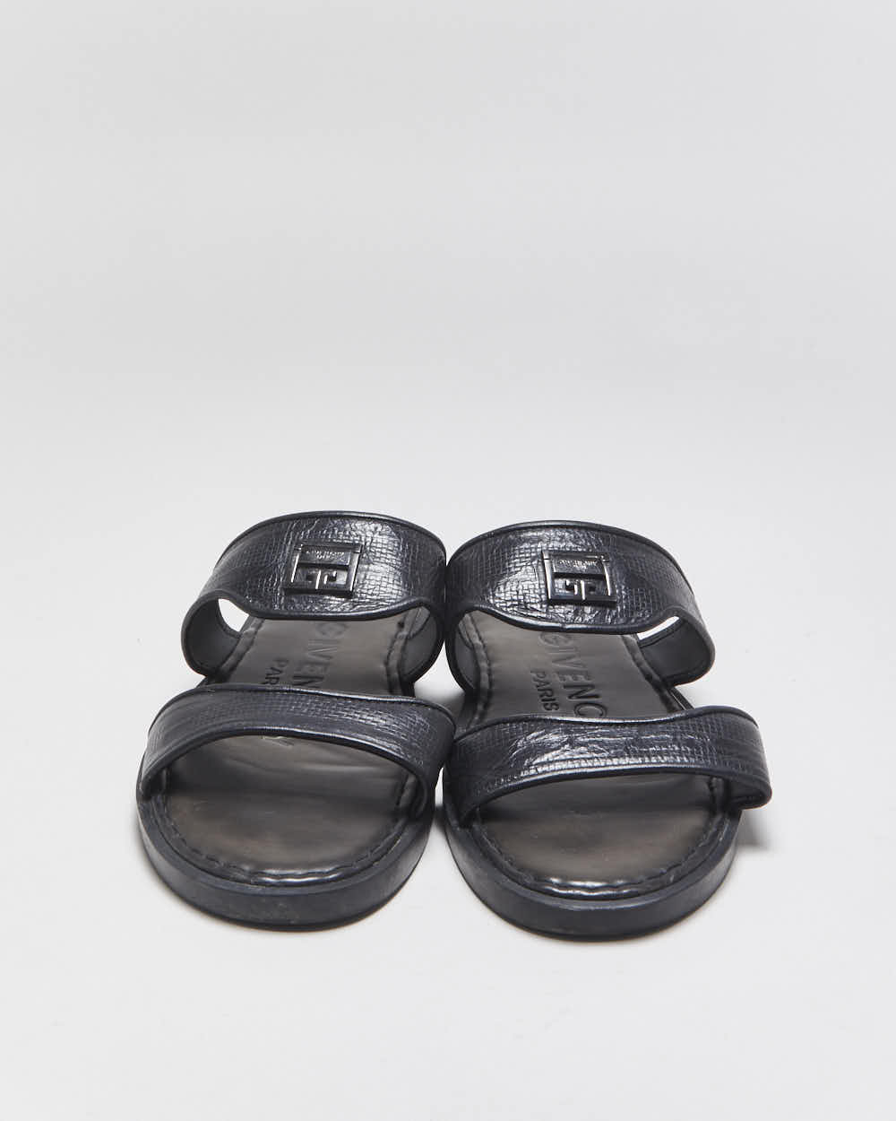 Vintage Givenchy Pebbled Leather Strap Sandal Slides - UK10