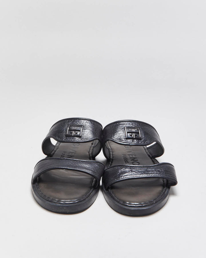 Vintage Givenchy Pebbled Leather Strap Sandal Slides - UK10