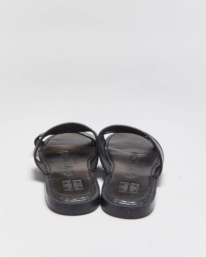 Vintage Givenchy Pebbled Leather Strap Sandal Slides - UK10