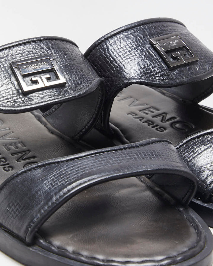 Vintage Givenchy Pebbled Leather Strap Sandal Slides - UK10