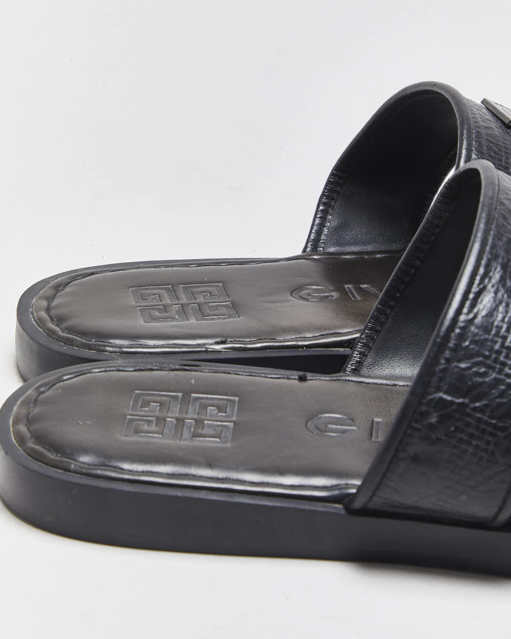 Vintage Givenchy Pebbled Leather Strap Sandal Slides - UK10
