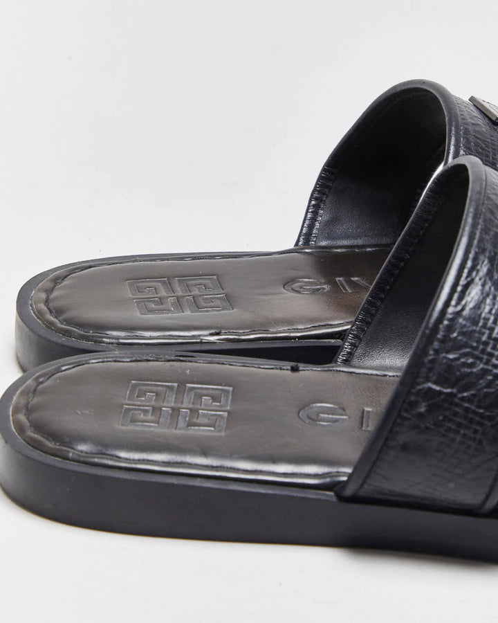 Vintage Givenchy Pebbled Leather Strap Sandal Slides - UK10
