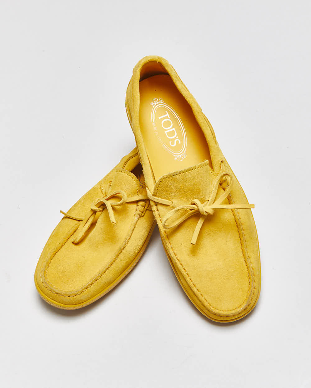 Tod's Mustard Yellow Gommino Suede Casual Loafers - UK6