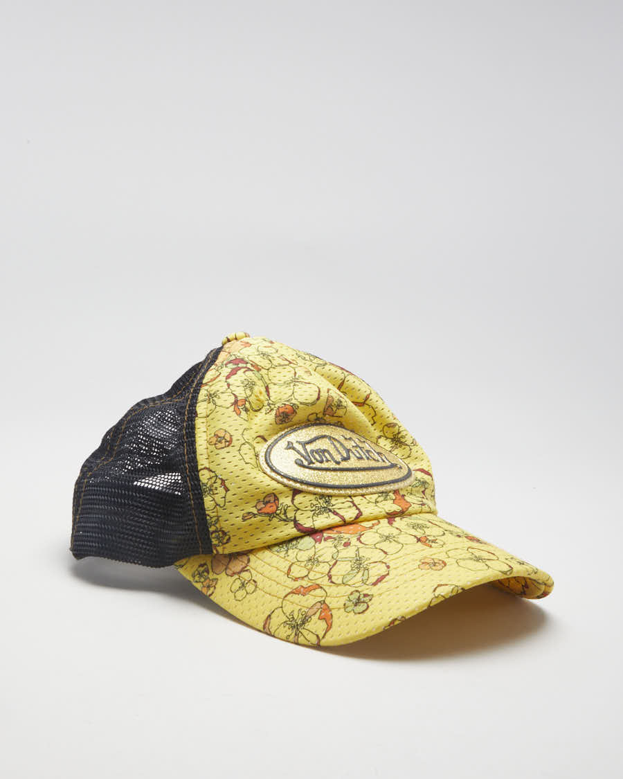 00s Y2K Von Dutch Yellow Flower Trucker Hat - Adjustable