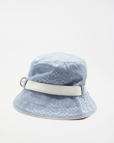 00s Y2K Coach Blue Patterned Bucket Hat - S