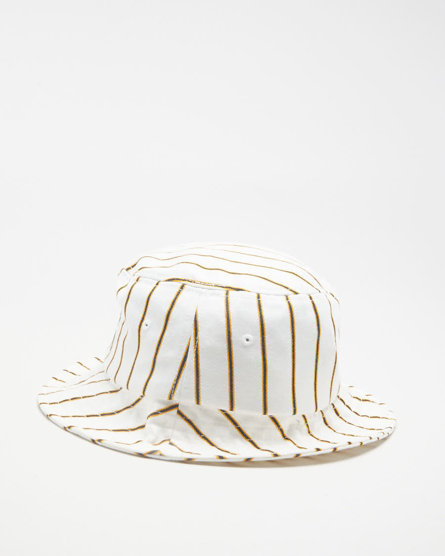Stussy White Striped Bucket Hat Deadstock With Tags - L