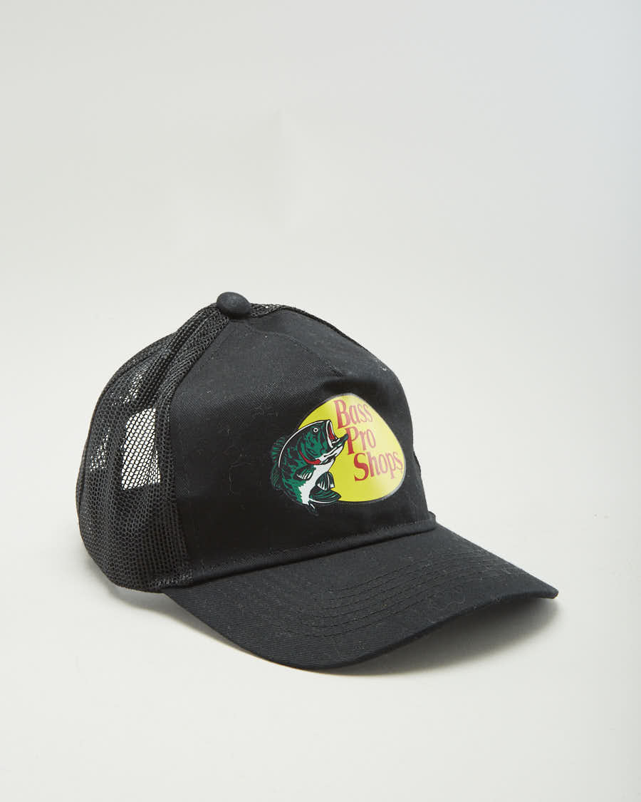 00s Bass Pro Shops Black Trucker Hat - Adjustable