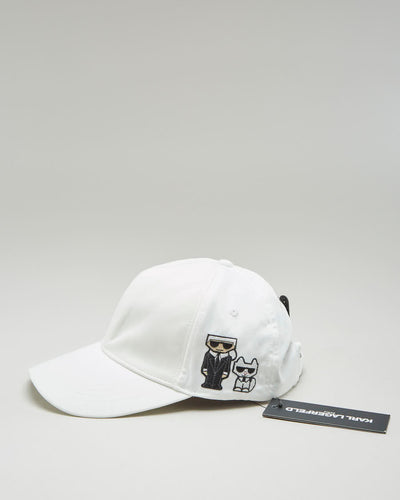 Karl Lagerfeld White Embroidered Cap Deadstock With Tags - Adjustable