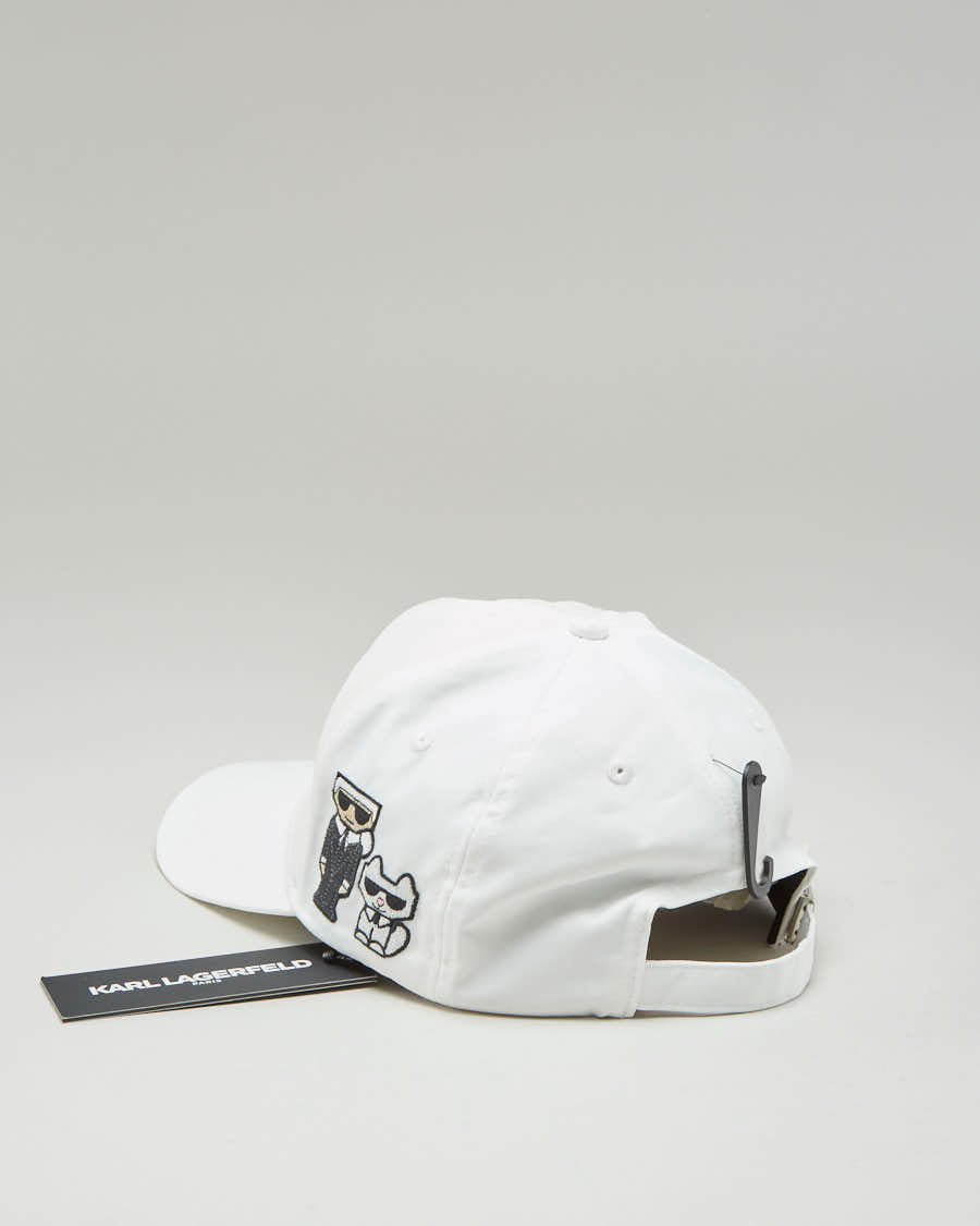Karl Lagerfeld White Embroidered Cap Deadstock With Tags - Adjustable