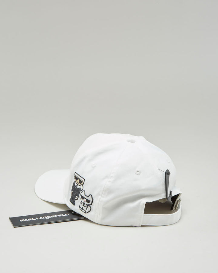 Karl Lagerfeld White Embroidered Cap Deadstock With Tags - Adjustable
