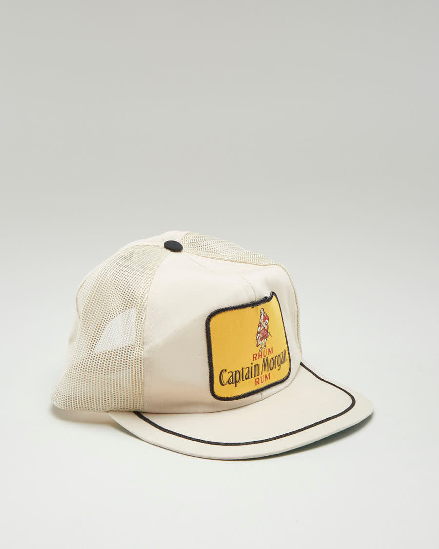 Vintage 80s Captain Morgan Rum Cream Trucker Hat - Adjustable