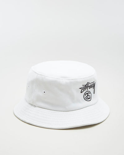 Stussy White Embroidered Bucket Hat - M