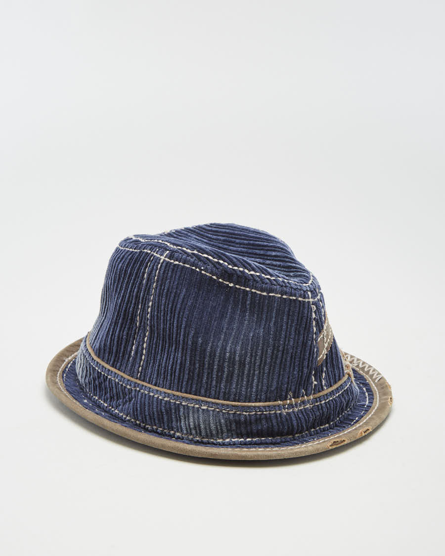 00s True Religion Blue Cord Embroidered Fedora Hat - M
