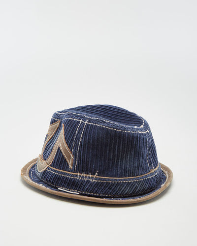 00s True Religion Blue Cord Embroidered Fedora Hat - M