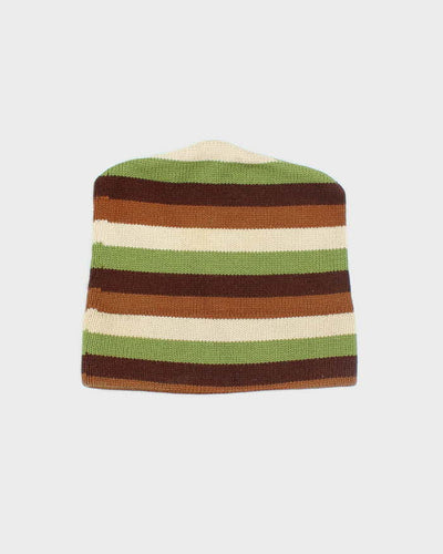 Vintage 70s Pure Virgin Wool Heavyweight Squared Toque Beanie - OS