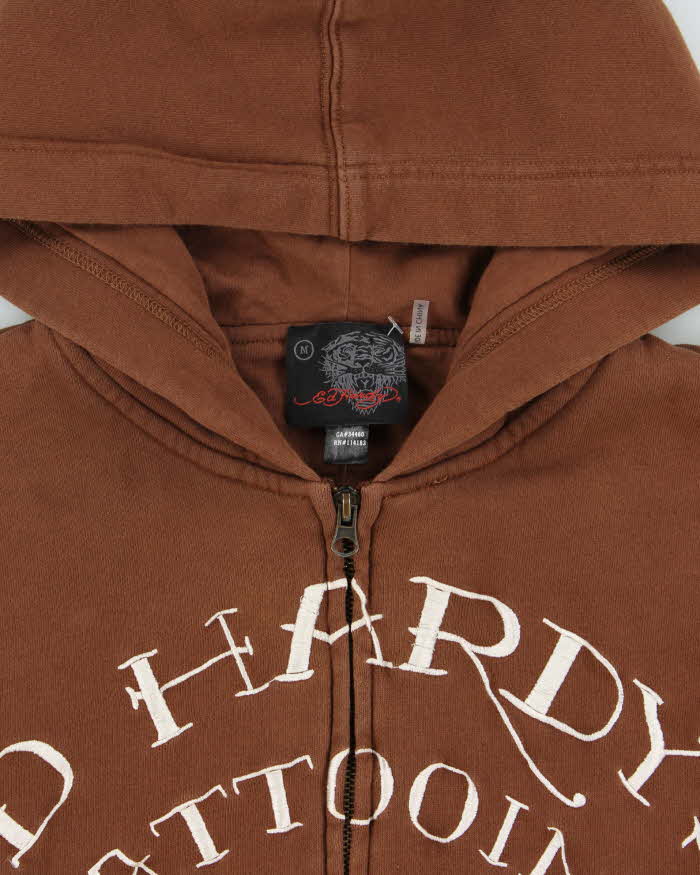 Vintage Ed Hardy Tattooting Embroidered Heavyweight Full-Zip Hoodie - M