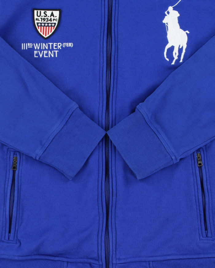 Vintage Y2K 00s Polo Ralph Lauren Big Pony USA IIIrd Winter Event Heavyweight Zip-Up Track Sweatshirt - L