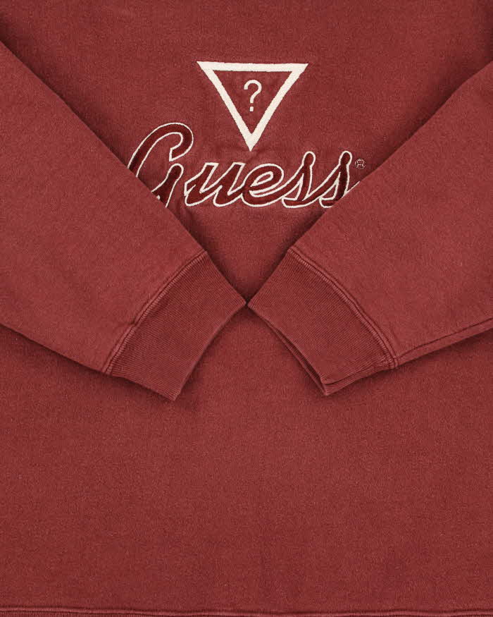 Vintage 1990s Guess Chestnut Embroidered Made In USA Heavyweight Boxy Crewneck Sweatshirt - S