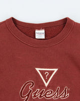 Vintage 1990s Guess Chestnut Embroidered Made In USA Heavyweight Boxy Crewneck Sweatshirt - S
