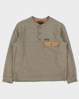 Vintage Patagonia Marl Khaki Fleece Lined Snap Button Canvas Pocket Sweatshirt - M