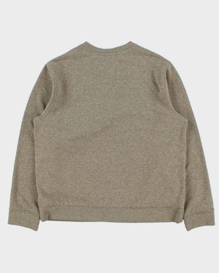Vintage Patagonia Marl Khaki Fleece Lined Snap Button Canvas Pocket Sweatshirt - M