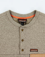 Vintage Patagonia Marl Khaki Fleece Lined Snap Button Canvas Pocket Sweatshirt - M