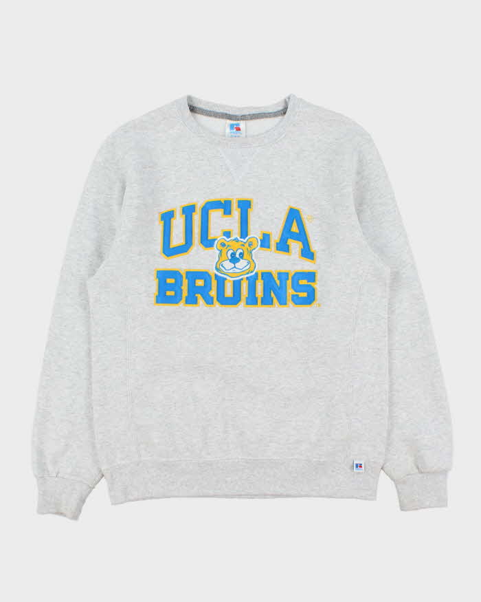 Vintage Y2K 00s Russell Athletic Marl Grey UCLA Bruins Embroidered Crewneck Sweatshirt - M