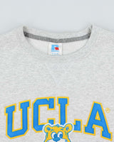 Vintage Y2K 00s Russell Athletic Marl Grey UCLA Bruins Embroidered Crewneck Sweatshirt - M