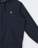 Vintage Polo Ralph Lauren Navy Heavyweight Zip-Up Hoodie - L
