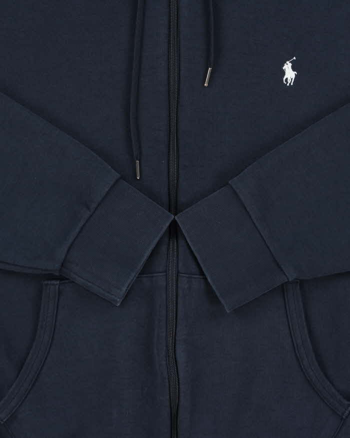 Vintage Polo Ralph Lauren Navy Heavyweight Zip-Up Hoodie - L
