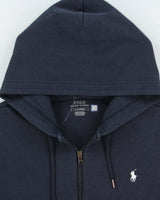 Vintage Polo Ralph Lauren Navy Heavyweight Zip-Up Hoodie - L
