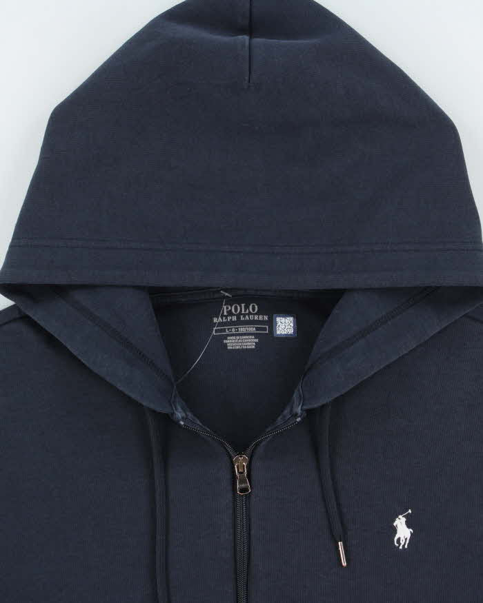 Vintage Polo Ralph Lauren Navy Heavyweight Zip-Up Hoodie - L